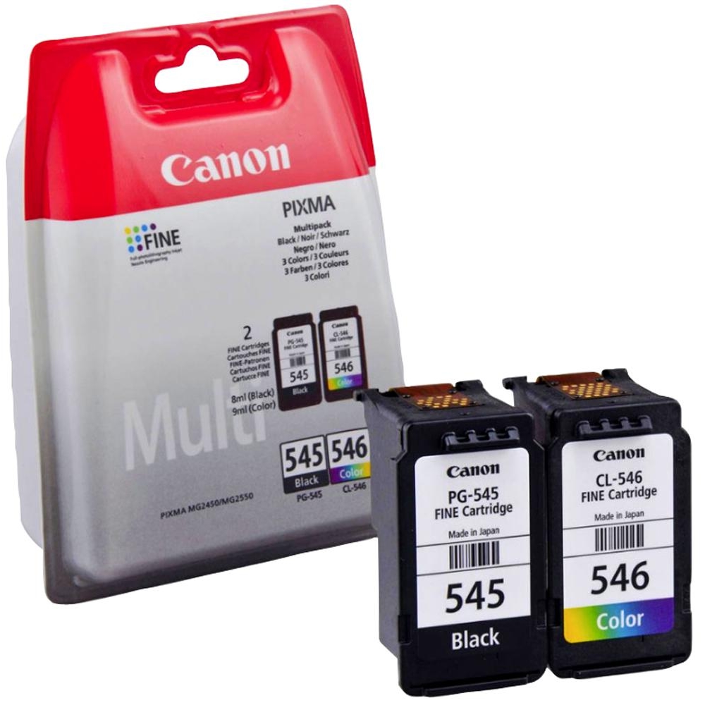 Комплект оригинални мастилени касети за принтери и печатащи устройства на Canon Pixma TS3451 AiO multi Pack PG-545Bk/CL-546. Ниски цени, прецизно изпълнение, високо качество.